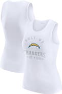 WEAR by Erin Andrews Women's WEAR by Erin Andrews  White Los Angeles Chargers Ribbed Graphic Tank Top