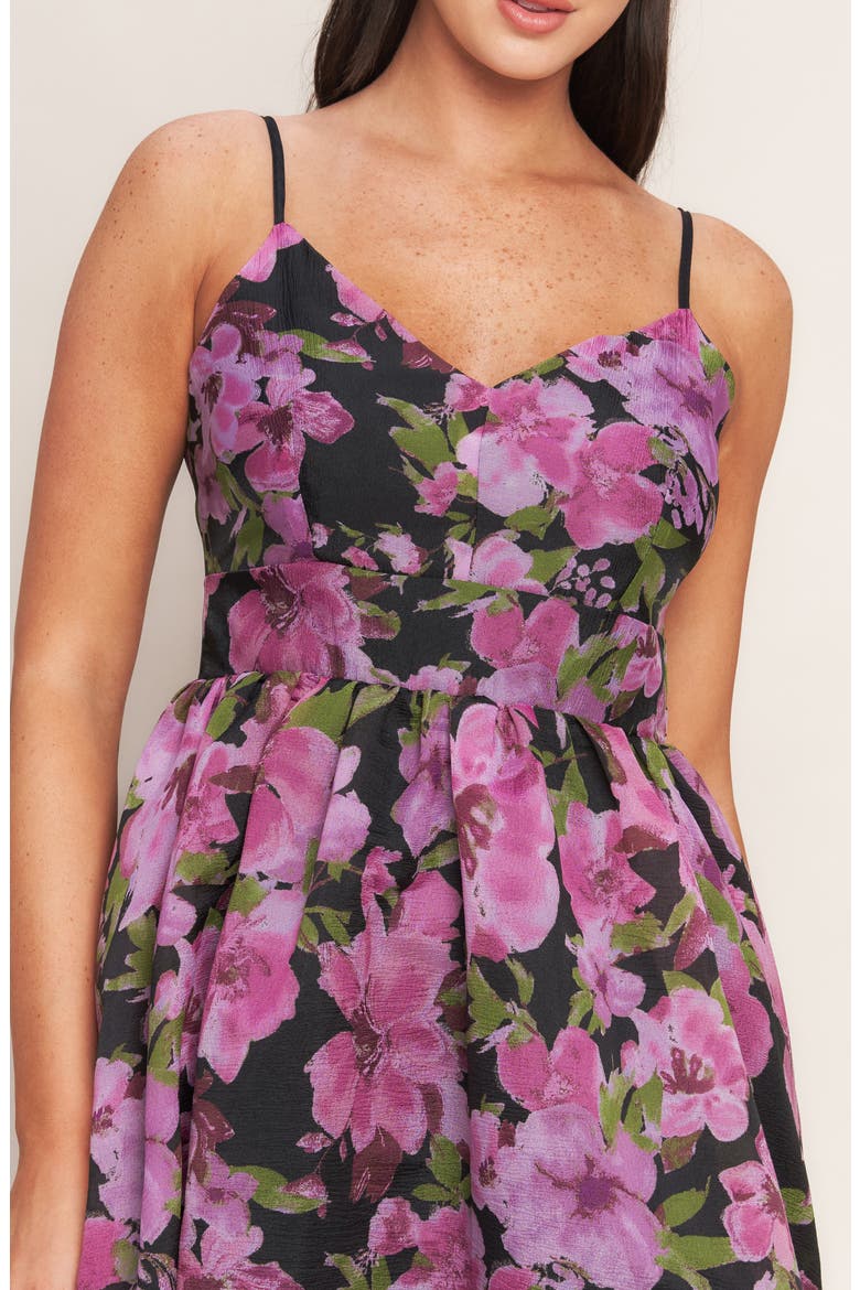 Floral Print Sleeveless Midi Dress, Alternate, color, BLACK