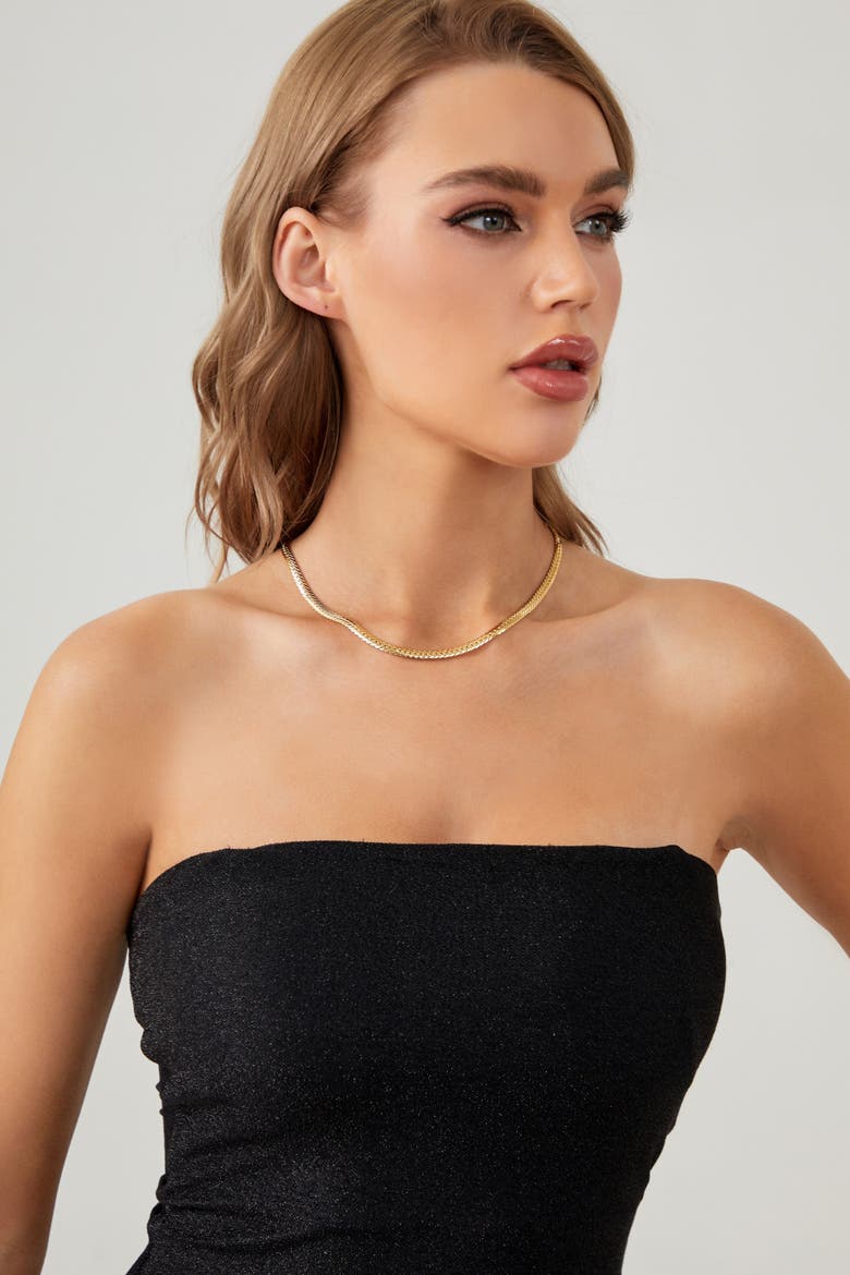 Classic Herringbone Necklace, Alternate, color, Gold