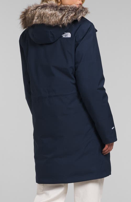 The North Face Arctic Waterproof 600-fill-power Down Parka With Faux Fur Trim In Blue