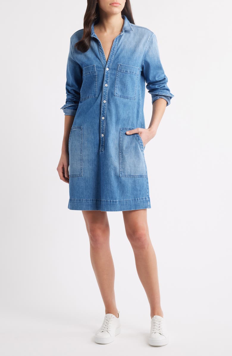 Frank & Eileen Ireland Patch Pocket Long Sleeve Denim Shirtdress, Main, color, 