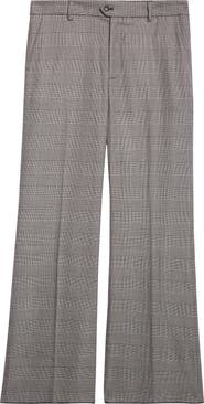 MIDNIGHT RODEO Essential Glen Plaid Tailored Flare Leg Trosuers