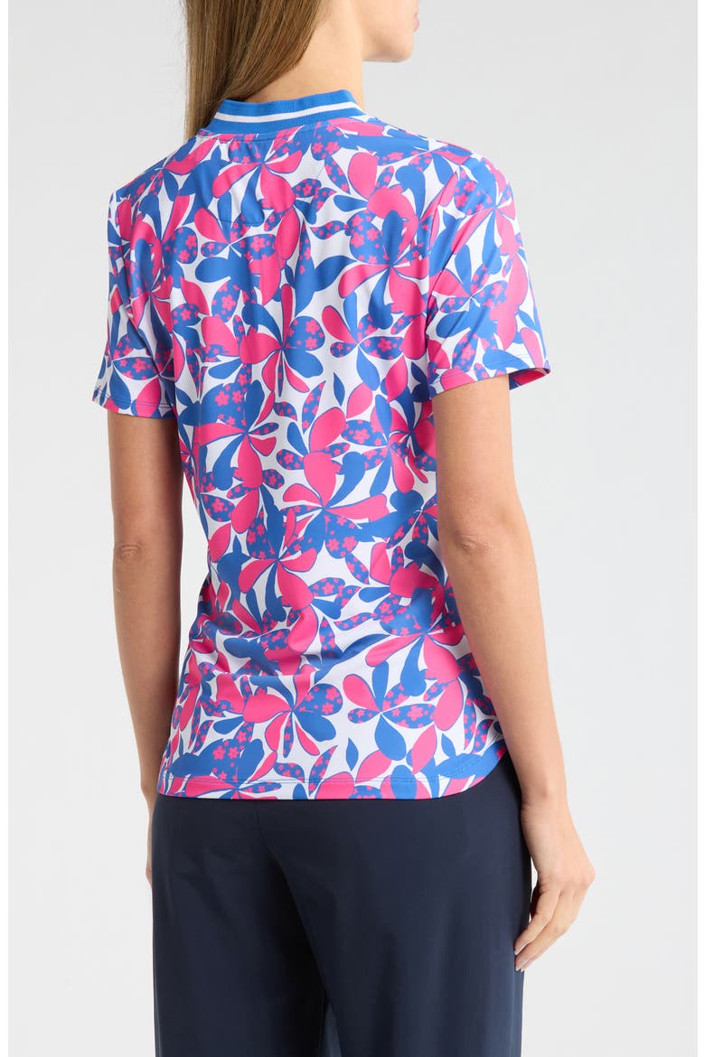 Floral Print Golf Knit Polo, Alternate, color, CHEEKY PINK
