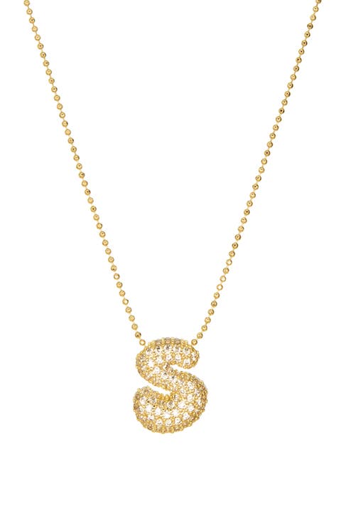 Pavé Bubble Initial Pendant Necklace