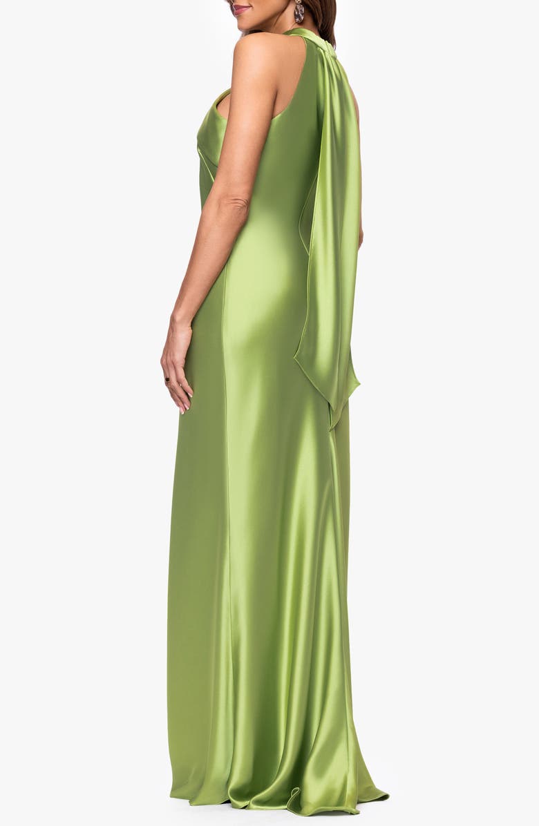 Xscape Evenings Halter Neck Satin Trumpet Gown, Alternate, color, Lime