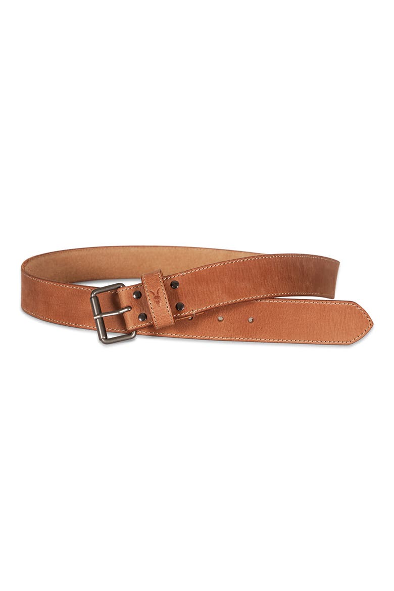 Stitched Edge Leather Belt, Main, color, TAN