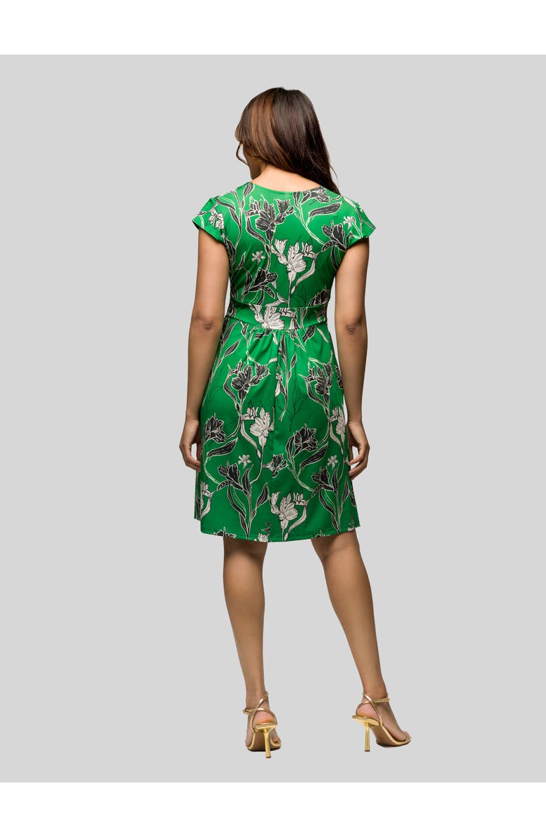 24seven Comfort Apparel Midi Length Floral Print Sleeveless Pleated Pocket Dress, Alternate, color,