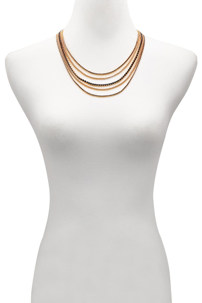 Crystal Layered Chain Necklace, Alternate, color, GOLD TONE