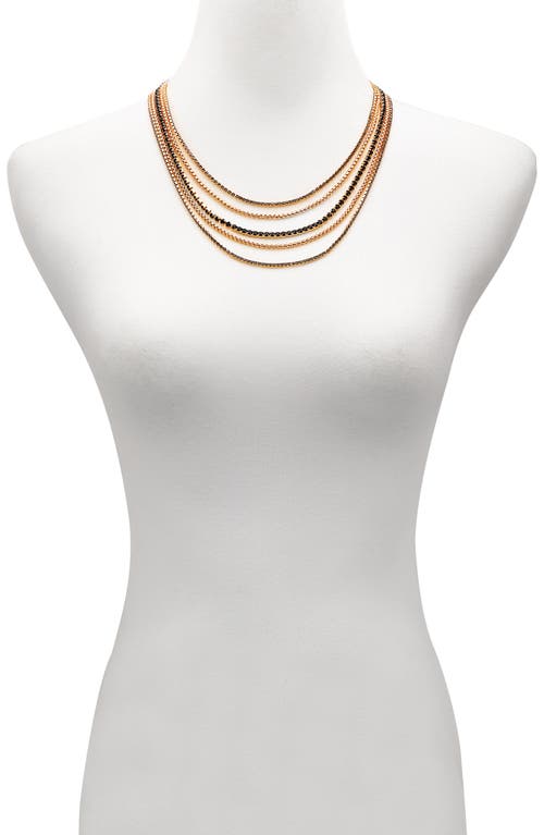 Vince Camuto Crystal Layered Chain Necklace In Gold Tone