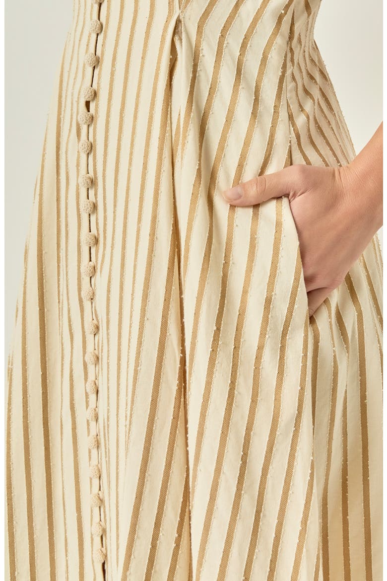Striped Fit and Flare Midi Dress, Alternate, color, NATURAL