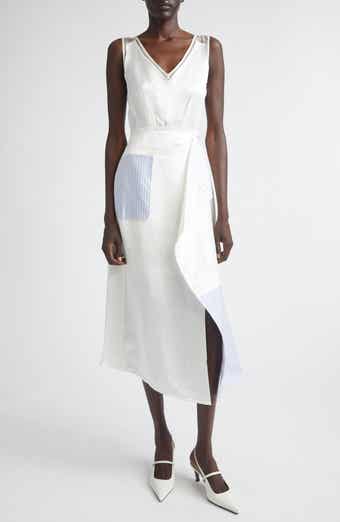 Stripe Collage V-Neck Midi Dress