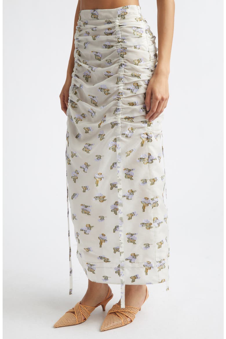 Liora Floral Organza Midi Skirt, Alternate, color, VIOLET LEAF