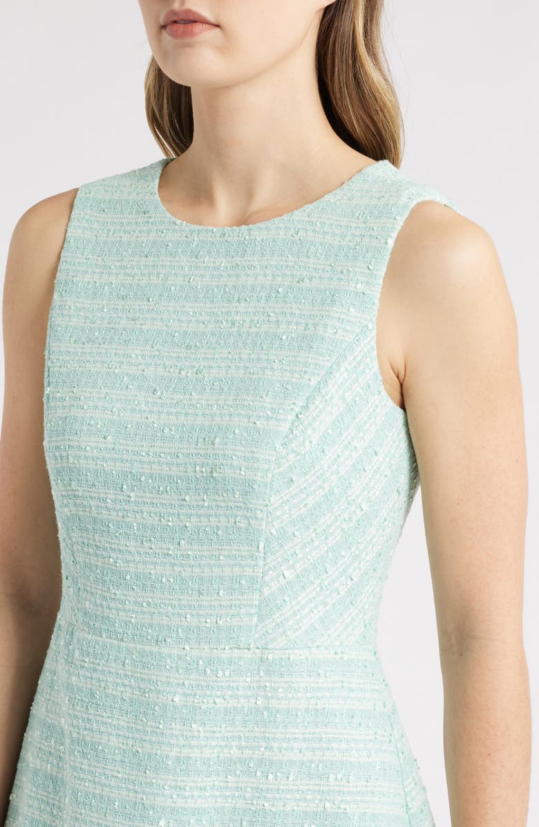Eliza J Fringe Detail Sleeveless Tweed A-Line Dress, Alternate, color, Mint