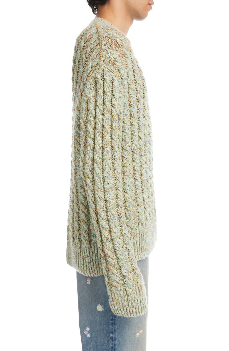 Acne Studios Marled Cable Knit Cotton Blend Sweater, Alternate, color,