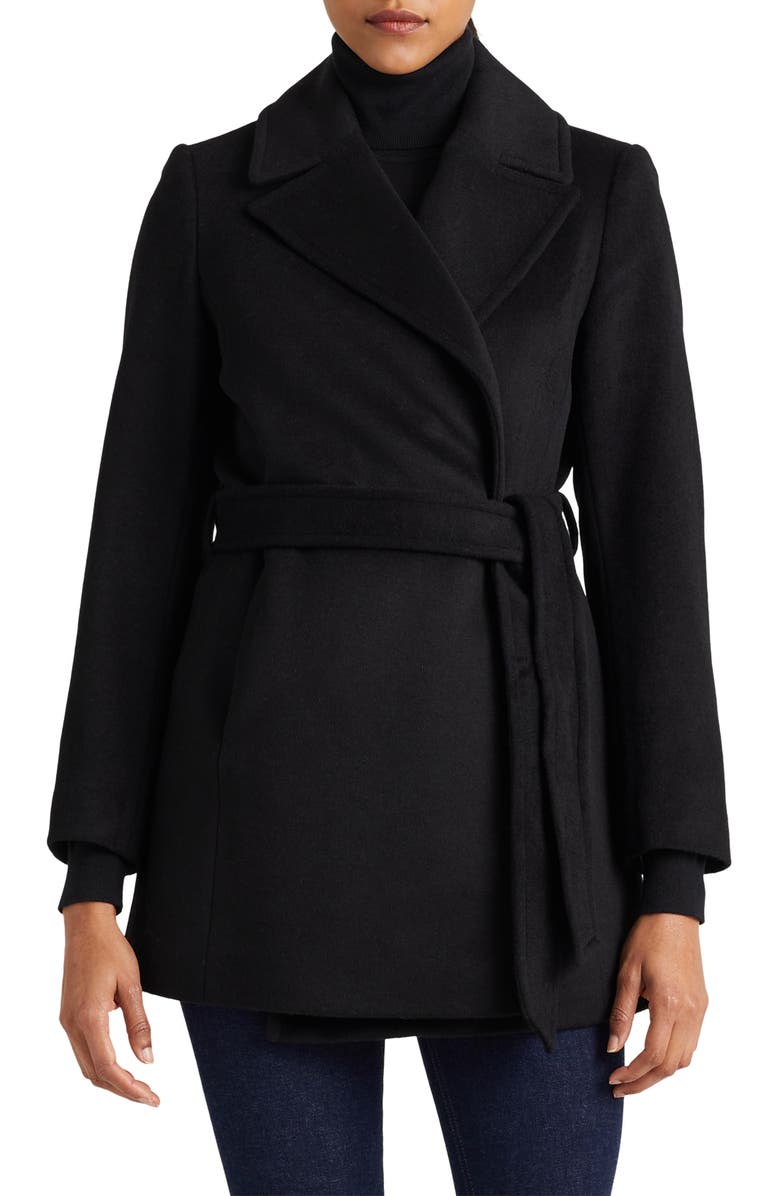 Lauren Ralph Lauren Belted Wool Blend Coat, Main, color,
