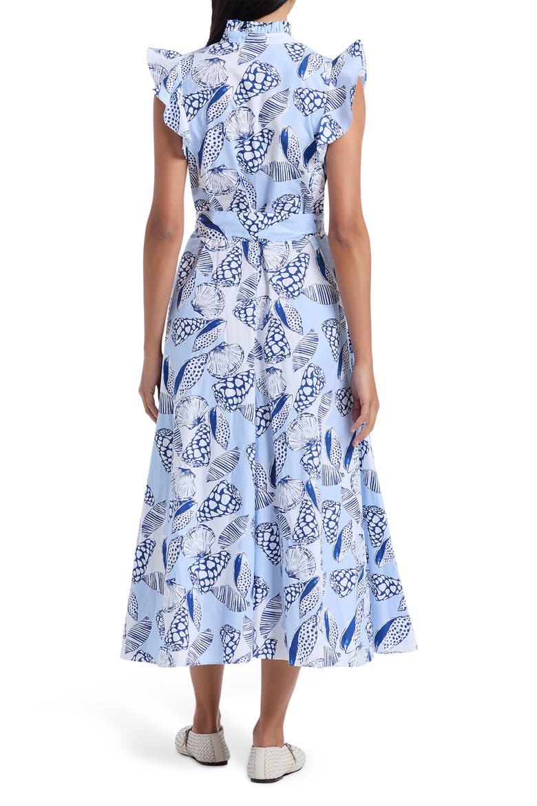 Sadie Shell Print Cap Sleeve Cotton Shirtdress, Alternate, color, BLUE