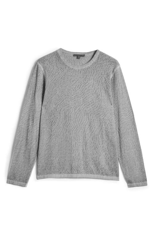 John Varvatos Camden Open Stitch Organic Cotton Sweater In Smoked Pearl Grey