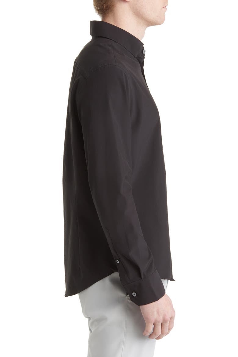 Leeward No-Tuck Stretch Button-Up Shirt, Alternate, color, BLACK