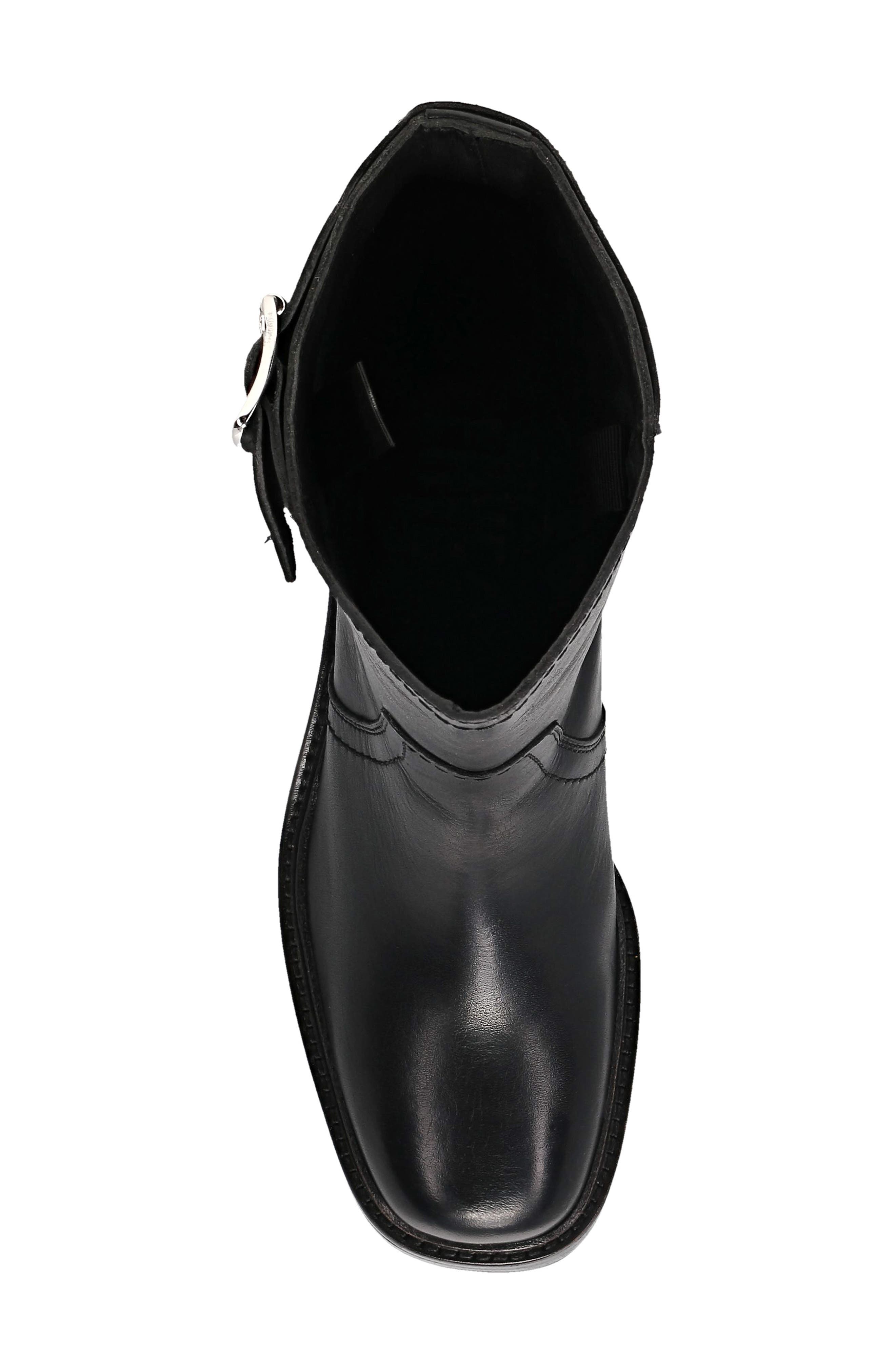 Kate Moto Mid Leather Boot, Alternate, color, BLACK