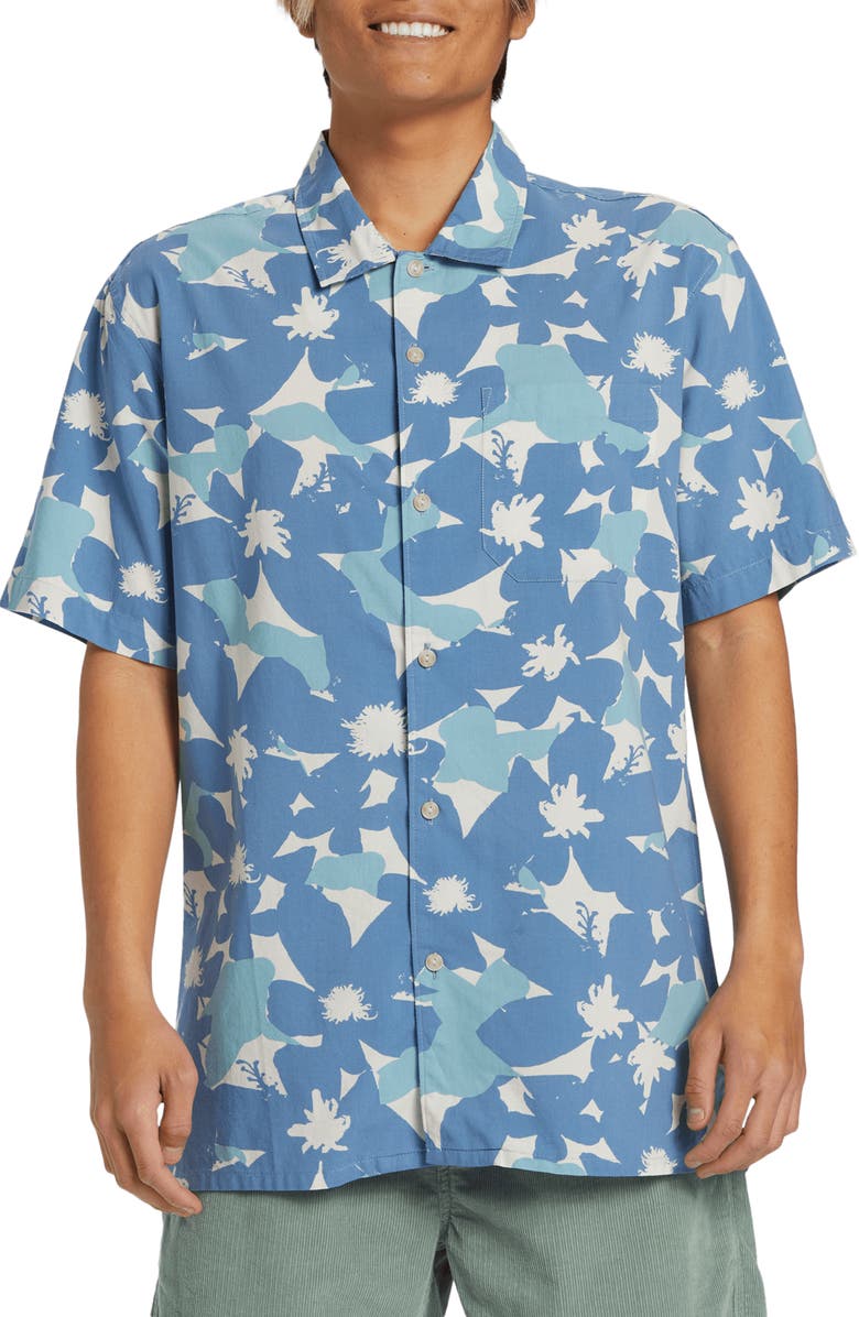 Quiksilver Beach Casual Short Sleeve Button-Up Shirt, Main, color, Coronet Blue Prnt 4