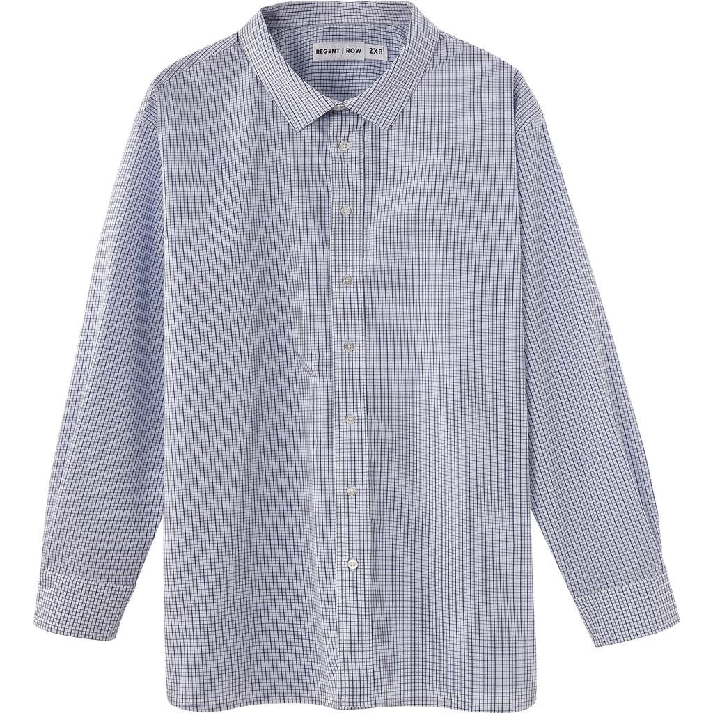 Regent Row Big And Tall Stanton Shirt Long Sleeve Button Down In White-blue-check
