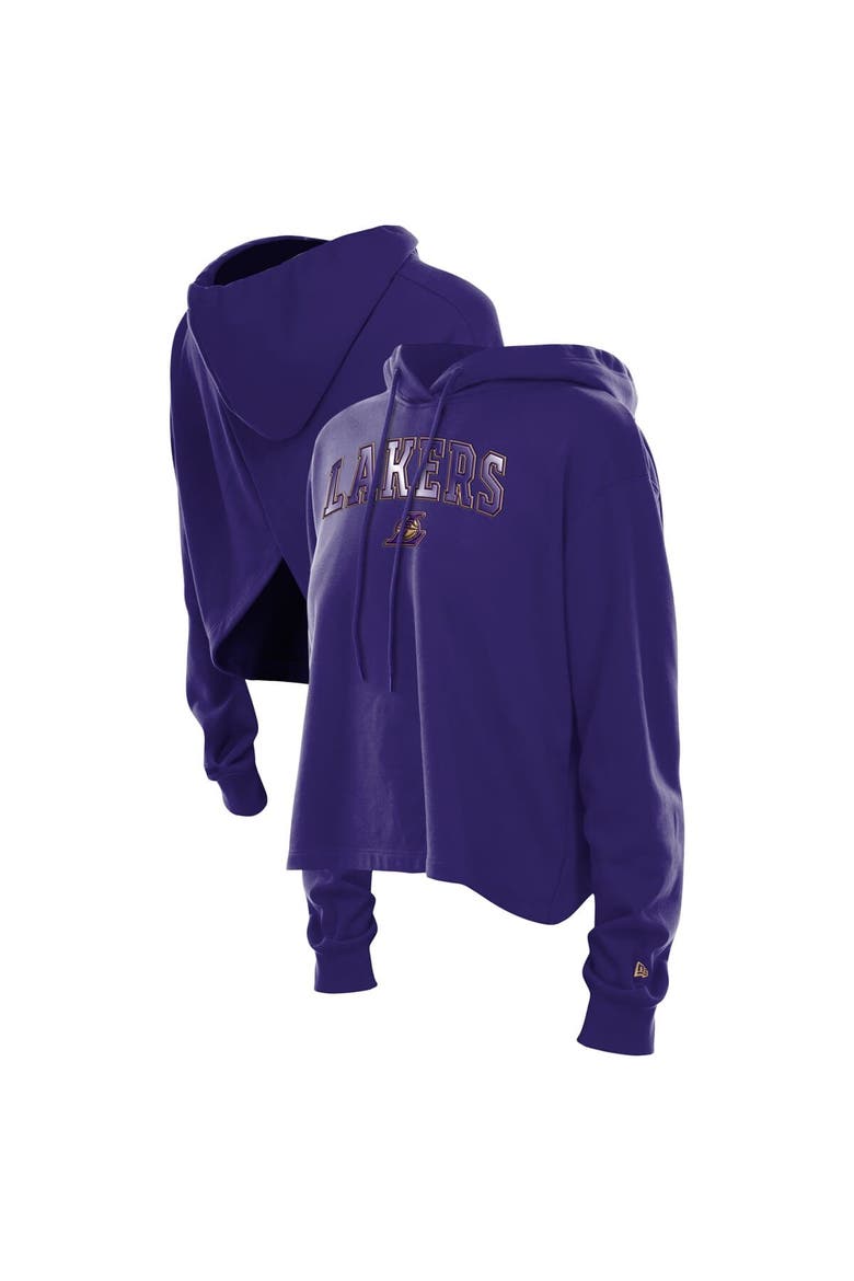 Women's New Era Purple Los Angeles Lakers Glam Game Open Back Hoodie, Main, color, Purple