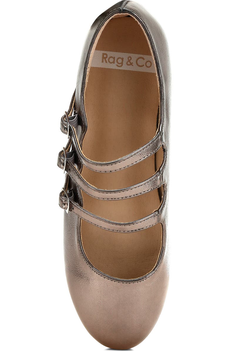 Rag & Co Macarina Triple Strap Mary Jane Flat, Alternate, color, Pewter