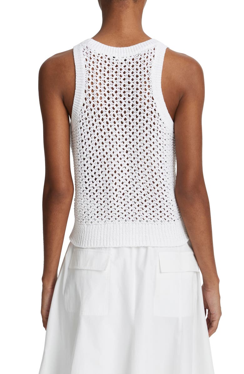 Vince Open Stitch Organic Cotton Sweater Tank, Alternate, color, Optic White