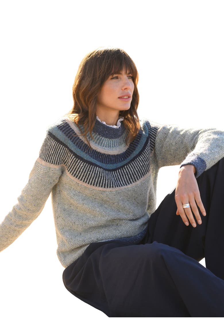 Statement Donegal Wool Sweater, Alternate, color, SAGE