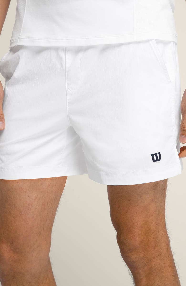 WILSON Tennis Water Repellent Volley Shorts, Alternate, color, Bright White