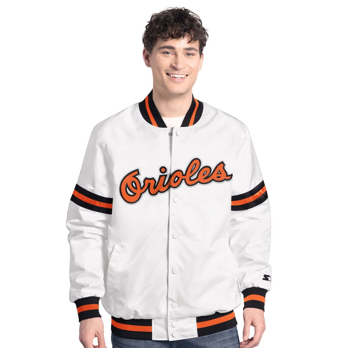 Men'sStarter White Baltimore Orioles Cooperstown Scout Full-Snap Varsity Jacket