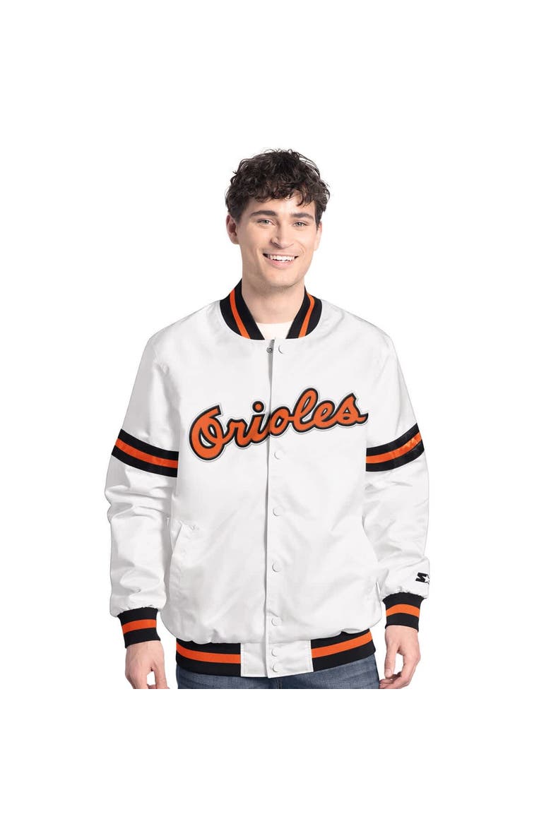 Men's Starter  White Baltimore Orioles Cooperstown Scout Full-Snap Varsity Jacket, Main, color, White