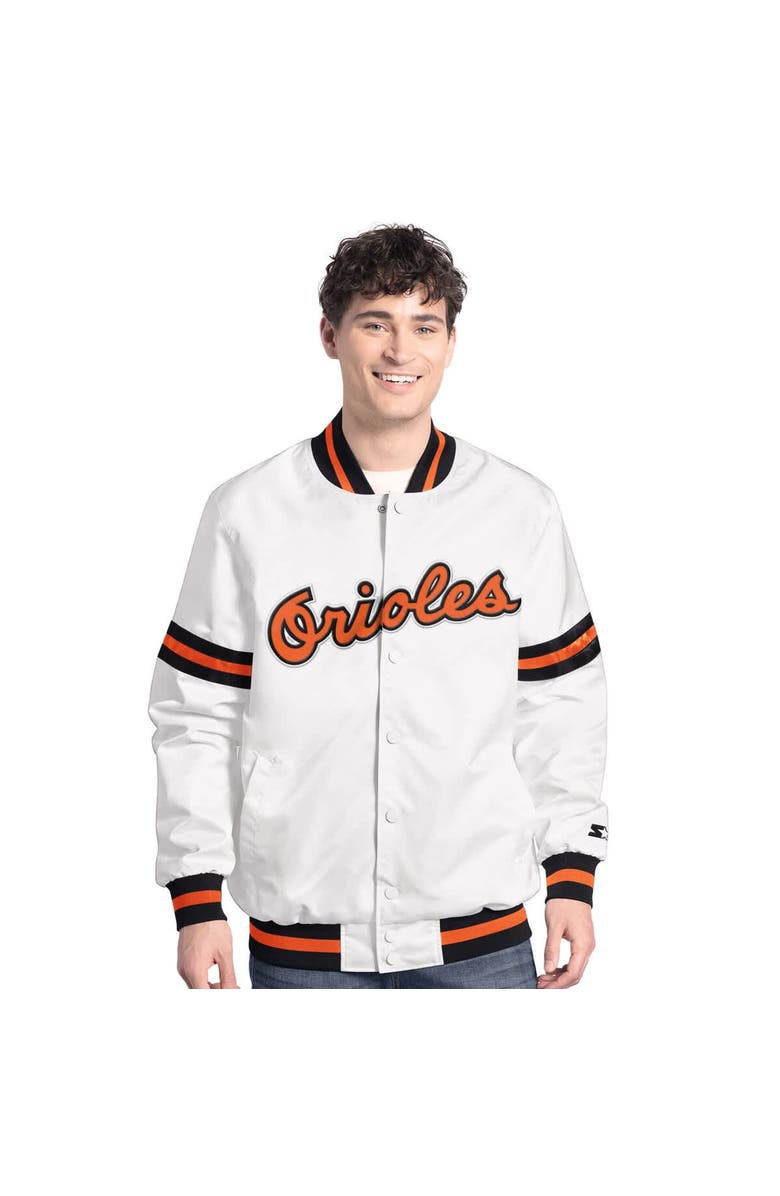 STARTER Men's Starter  White Baltimore Orioles Cooperstown Scout Full-Snap Varsity Jacket, Main, color, White