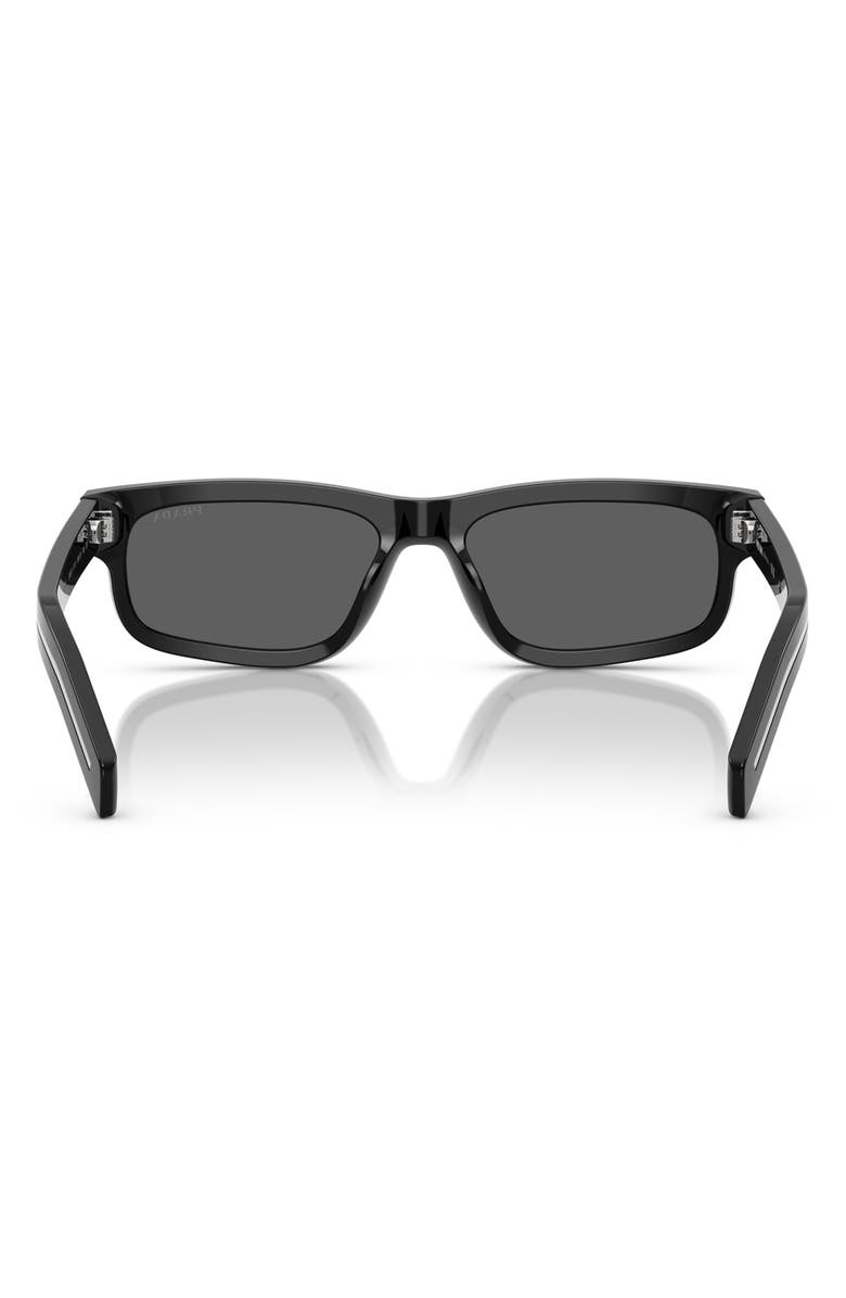 Prada 57mm Rectangular Sunglasses, Alternate, color, Dark Grey