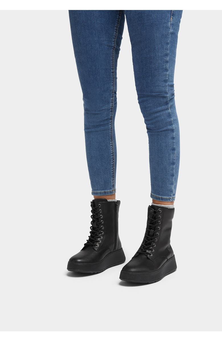 FitFlop F-Mode Lace-Up Leather Flatform Combat Boot, Alternate, color,