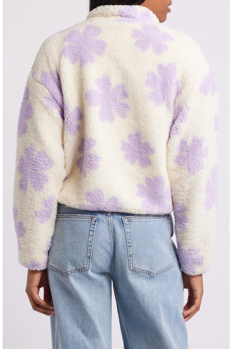 High Pile Fleece Floral Jacket, Alternate, color, LAVENDER CREAM FLORAL