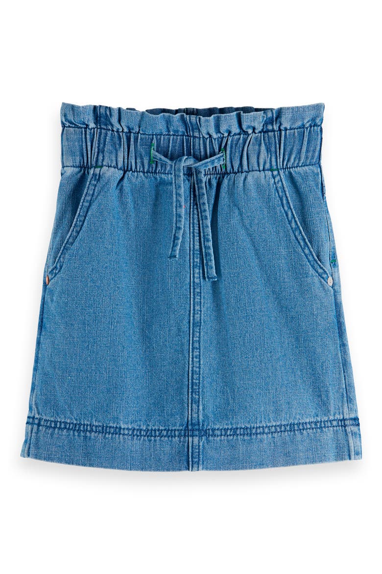 Kids' Paperbag Waist Denim Skirt, Main, color, WASHED INDIGO