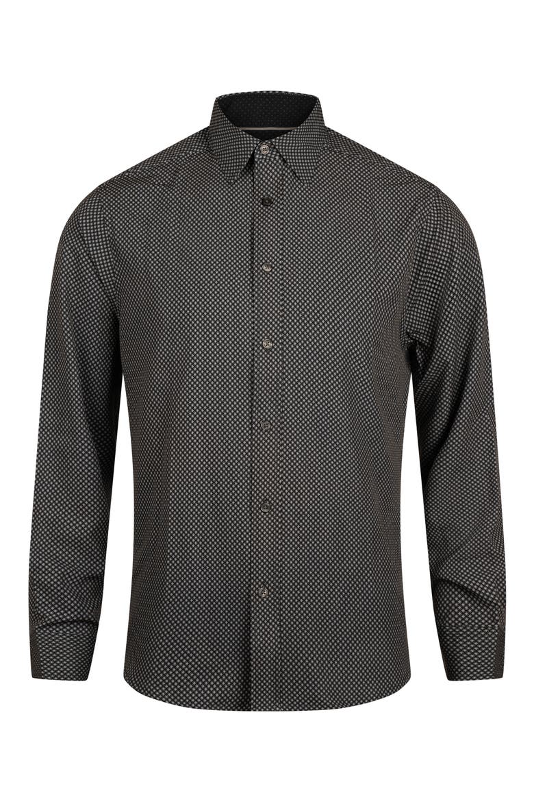 Regular Fit Geometric Print 4-Way-Stretch Button-Up Shirt, Alternate, color, GREY