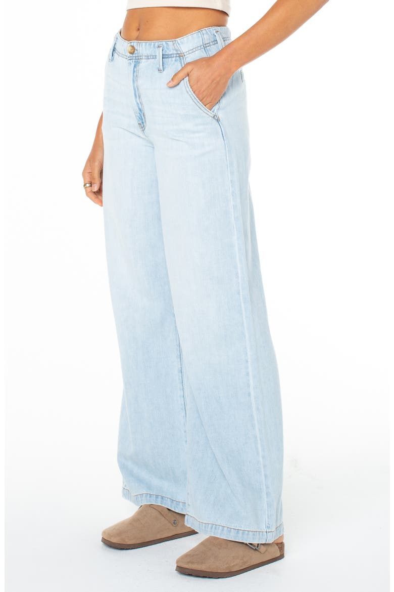 Kalani 2 Wide Leg Cotton & Linen Trouser Jeans, Alternate, color, MISTY DAZE