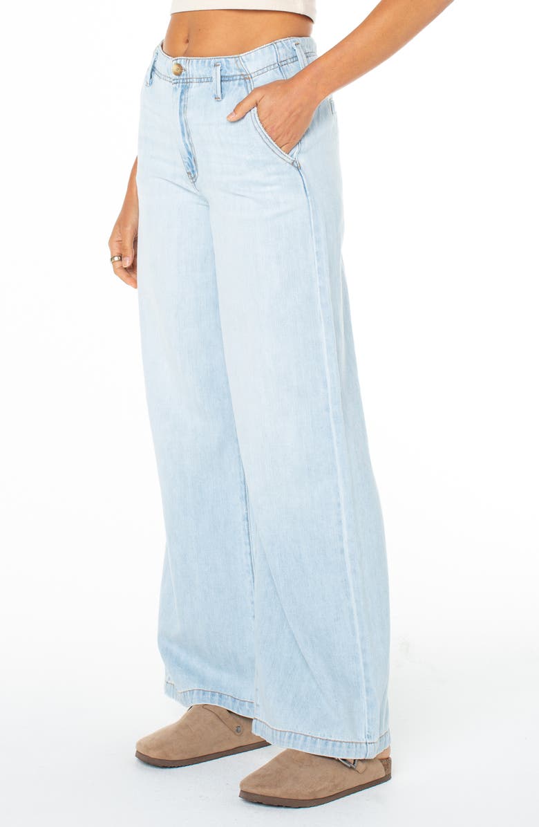 Roxy Kalani 2 Wide Leg Cotton & Linen Trouser Jeans, Alternate, color, Misty Daze