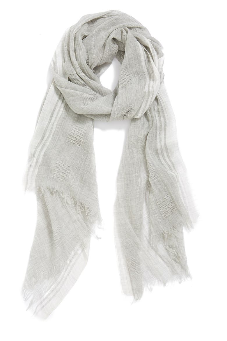 'Border Stripe' Wrap, Main, color, WHITE