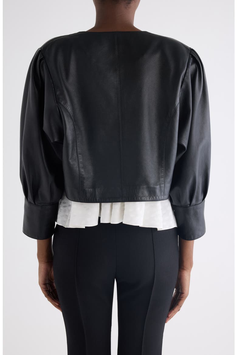 Plongé Lambskin Leather Short Jacket, Alternate, color, BLACK