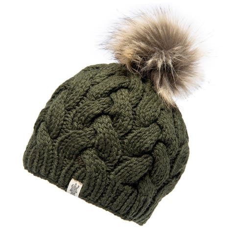 Boheme Cable Beanie w/ Faux Fur Pom