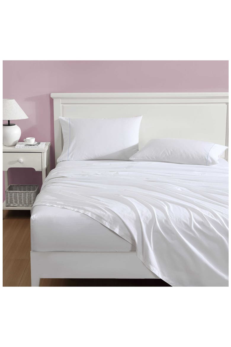 Scallop Embroidered 4-Piece Sheet Set, Alternate, color, PASTEL BLUE