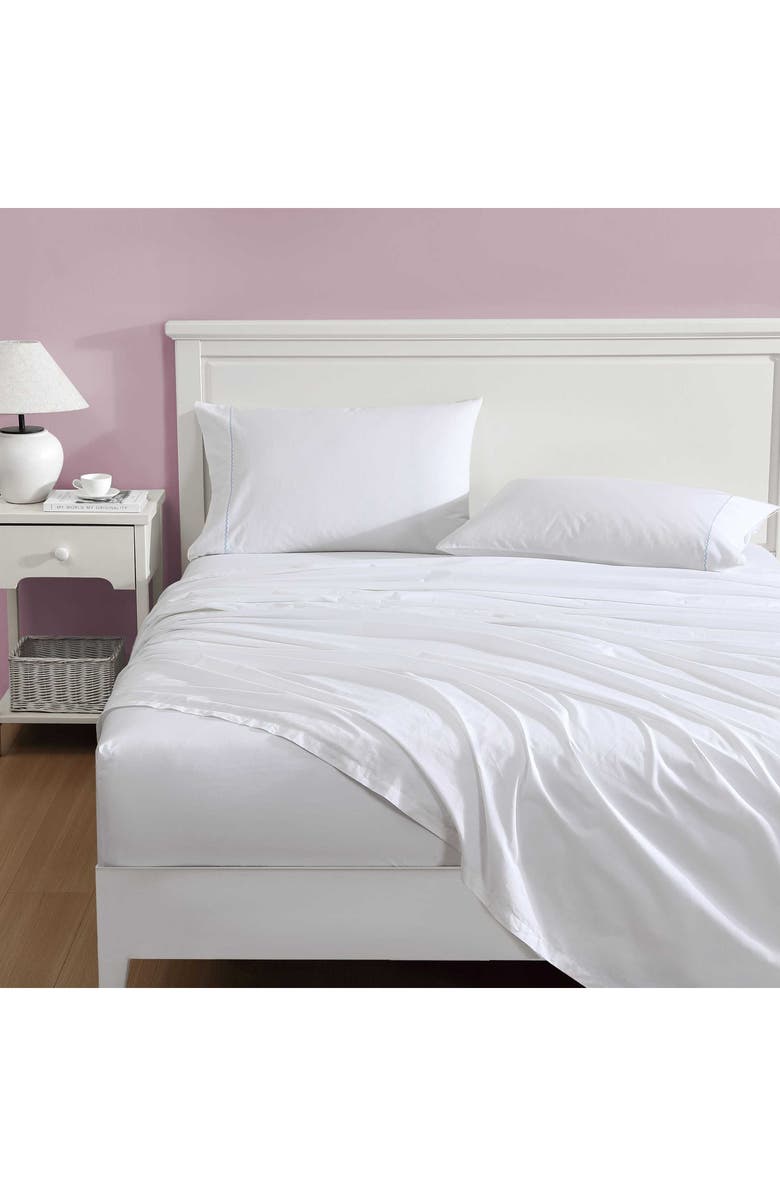 Laura Ashley Scallop Embroidered 4-Piece Sheet Set, Alternate, color, Pastel Blue