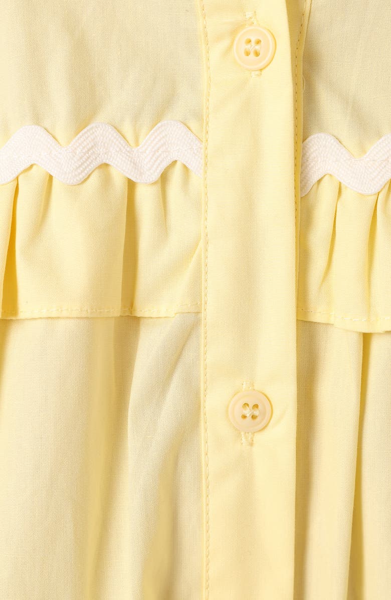 Petal & Pup Shively Puff Sleeve Ruffle Cotton Shirtdress, Alternate, color, Light Pastel Yellow