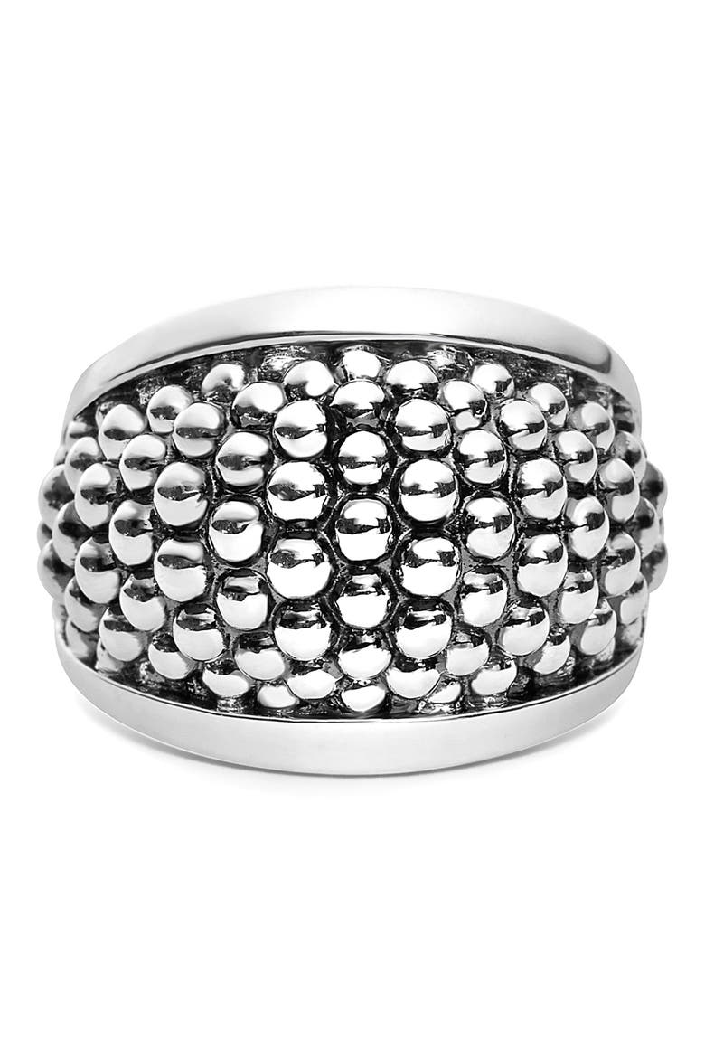 Signature Caviar Beaded Ring, Alternate, color, SILVER
