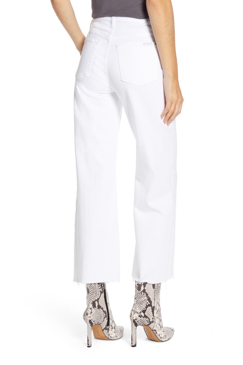 7 For All Mankind® Alexa High Waist Raw Hem Crop Wide Leg Jeans, Alternate, color, WHITE RUNWAY