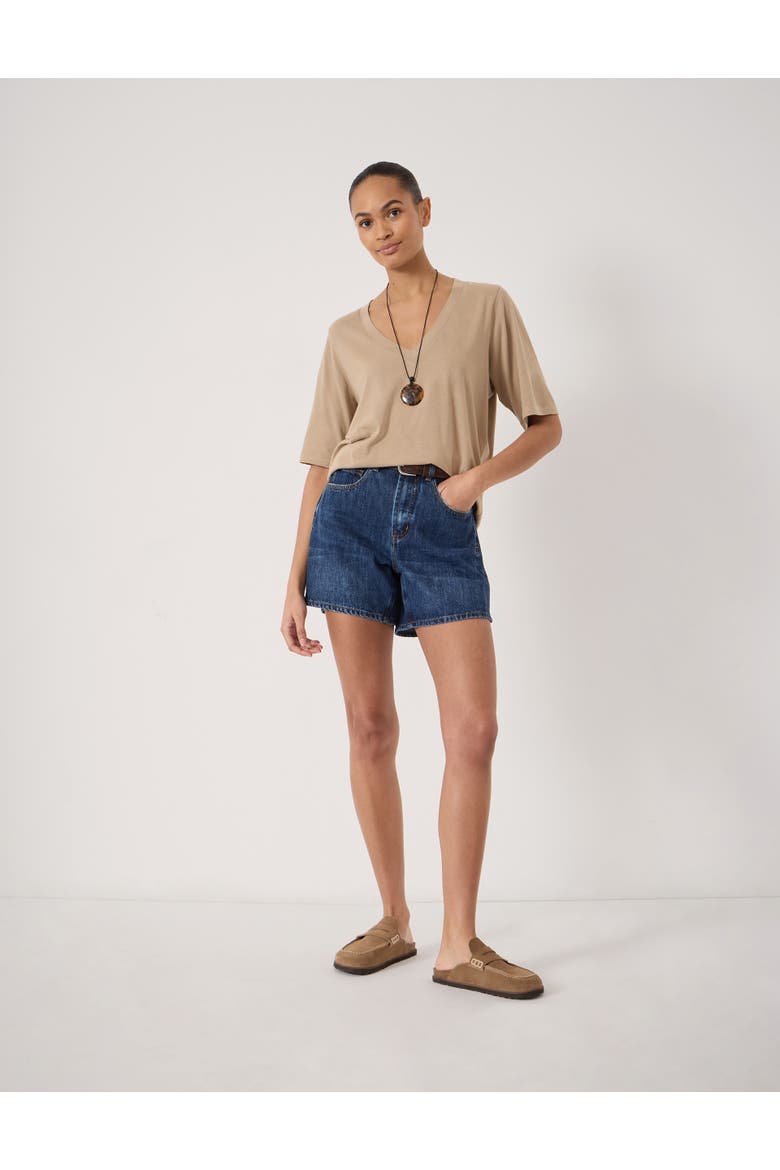 Reece V-Neck Drapey T-Shirt, Alternate, color, Stone Brown