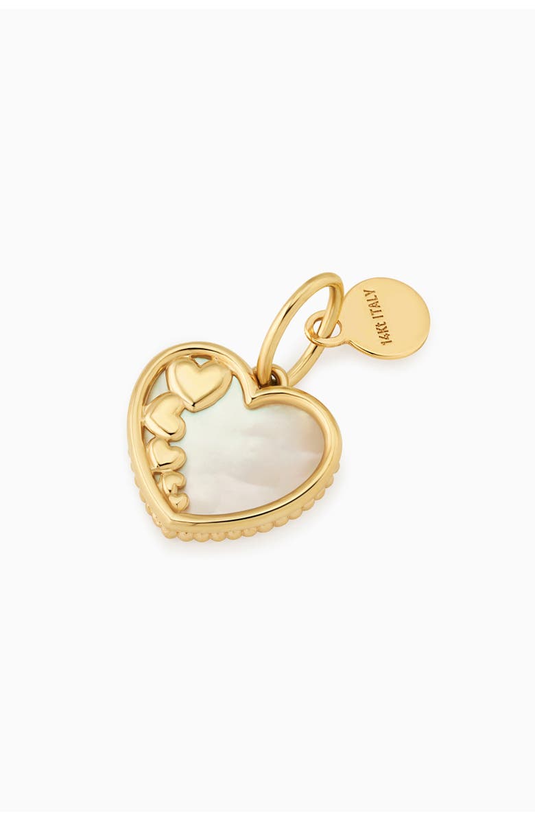 Oradina 14K Gold Heart to Heart Pendant Charm, Alternate, color, Yellow Gold, Mother Of Pearl